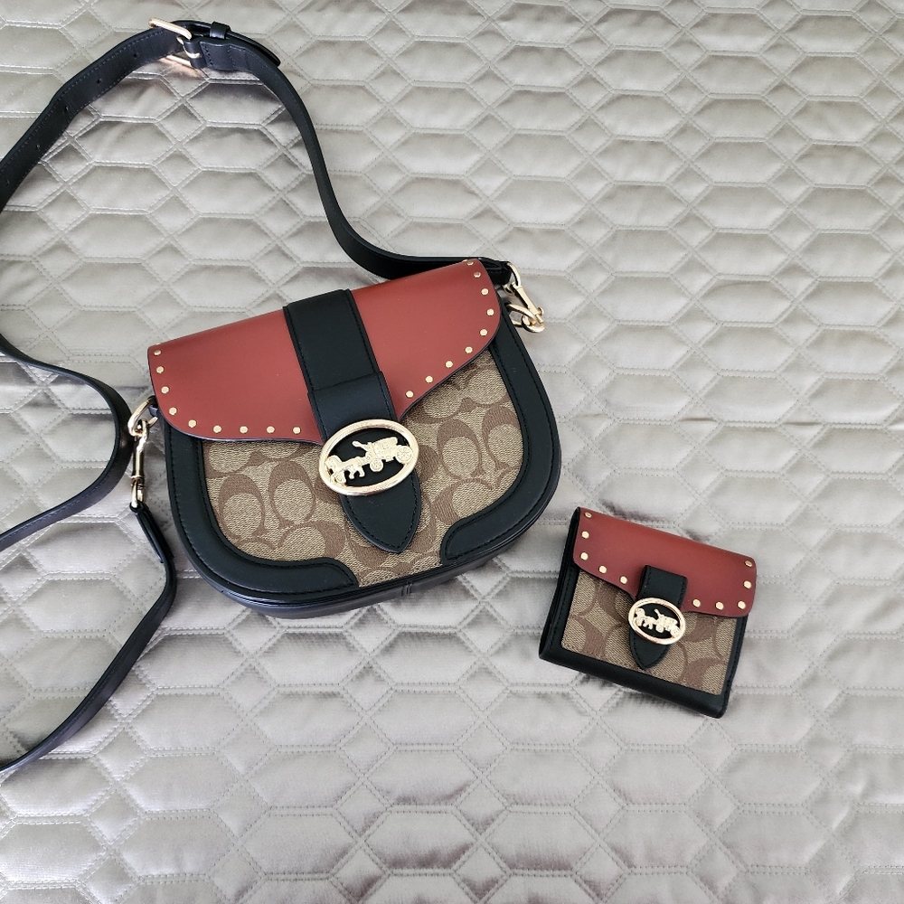 Coach Two-Toned Studded Leather Crossbody and Wallet CHRISTMAS DEAL! $100/SET